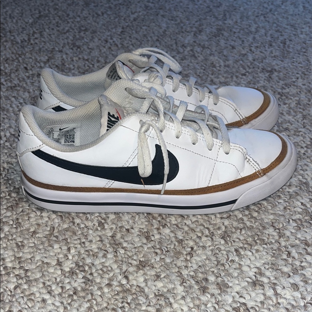 White and Black Sneakers with Brown Accents